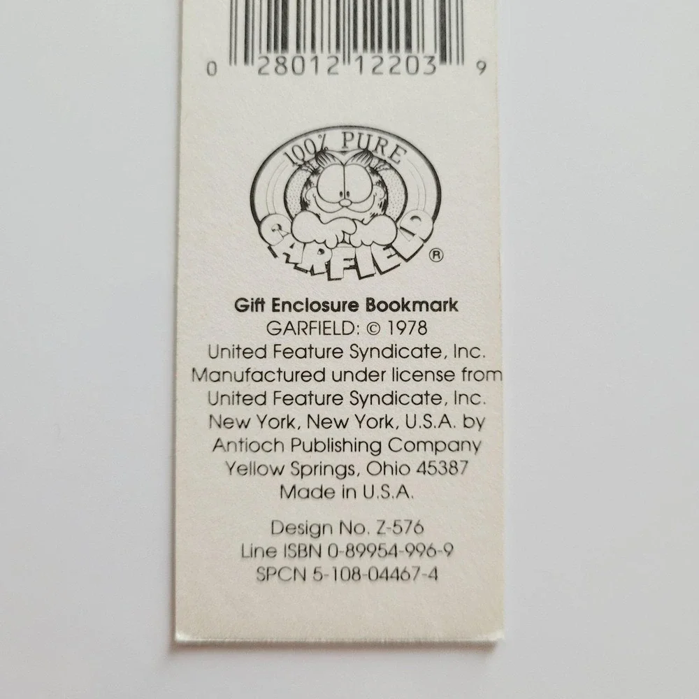 Vintage 70s Garfield Bookmark Dancing Cat Fool 1978 Jim Davis art, Antioch Z-576